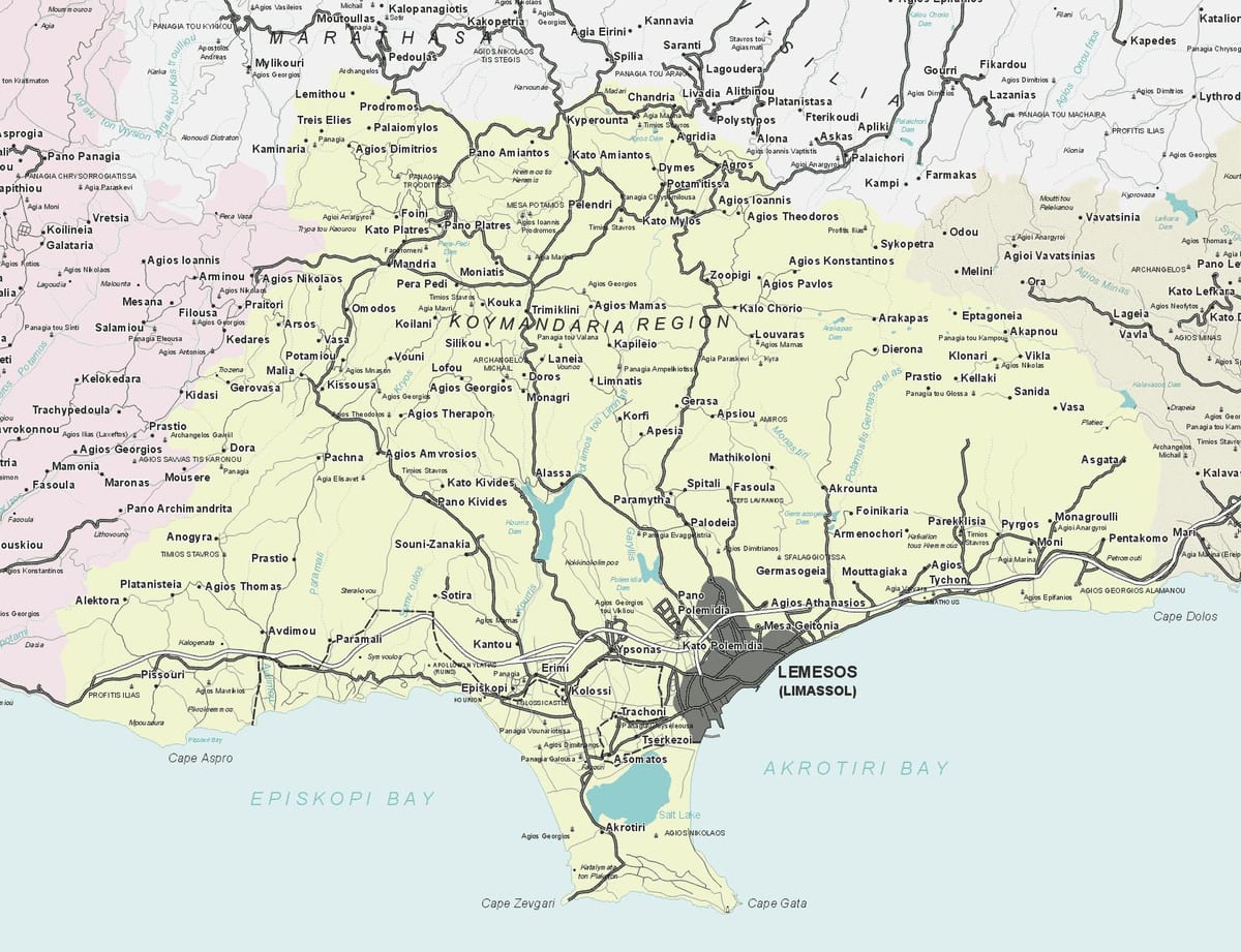 Карта лімассола Кіпр