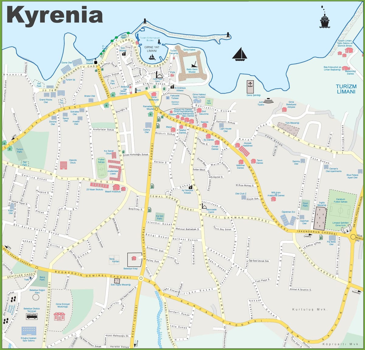 карта Північного Кіпру кіренія