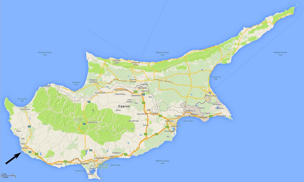 карта Кіпру показує аеропортів