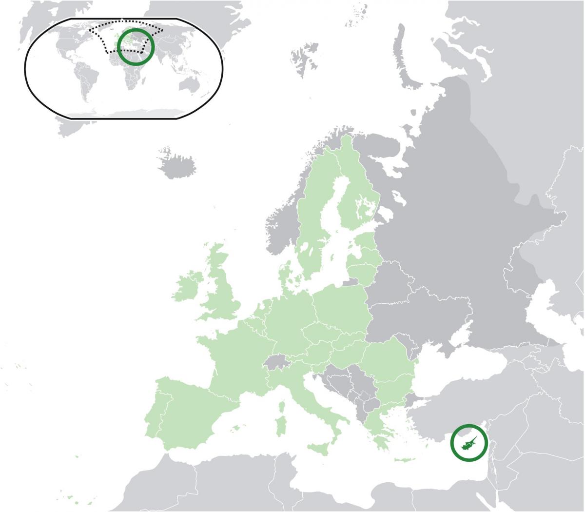 на карті Європи на Кіпрі
